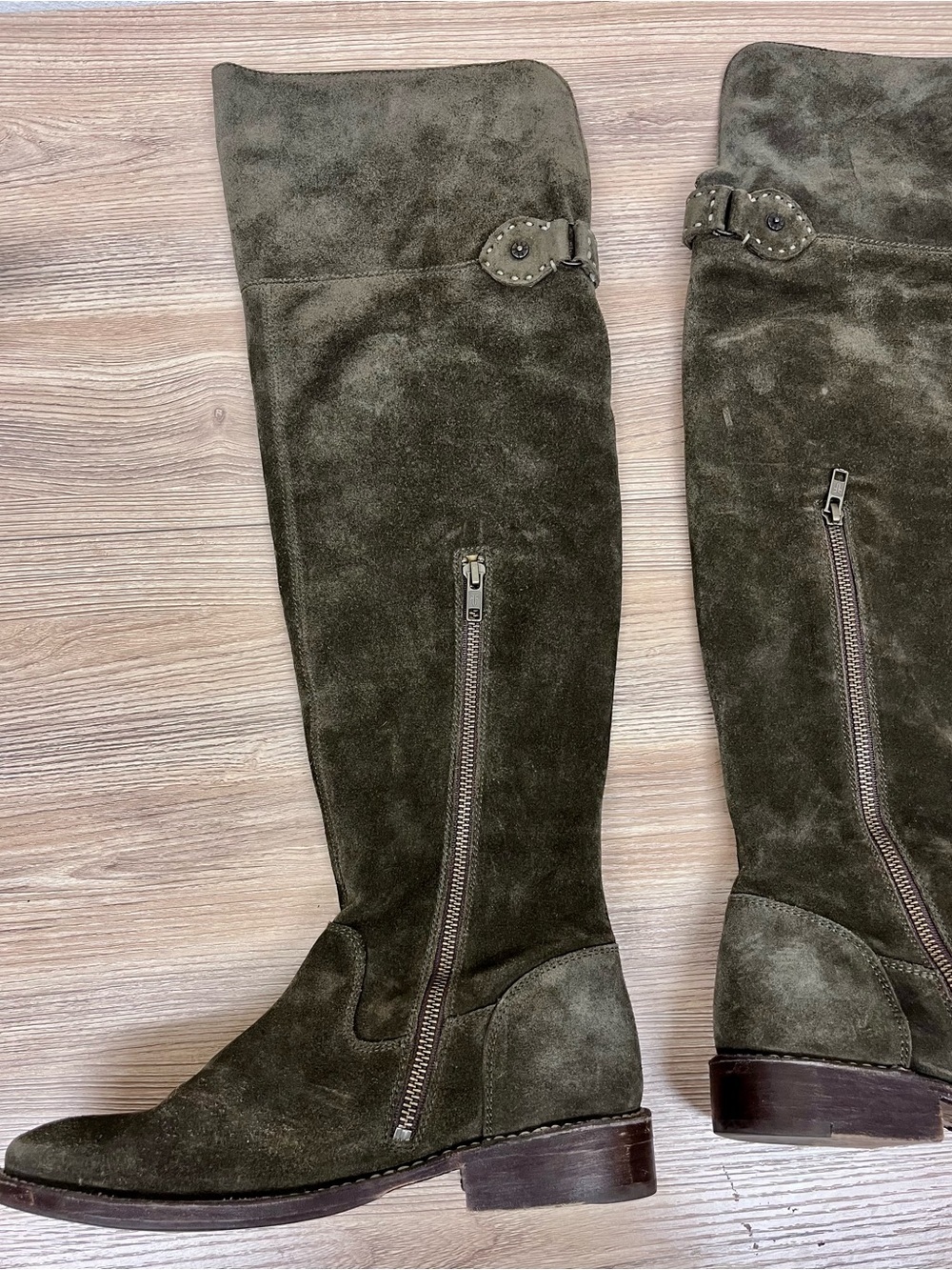 Frye "Shirley" over the knee Suede Military Green Combat boot Size 7 - Picture 8 of 12